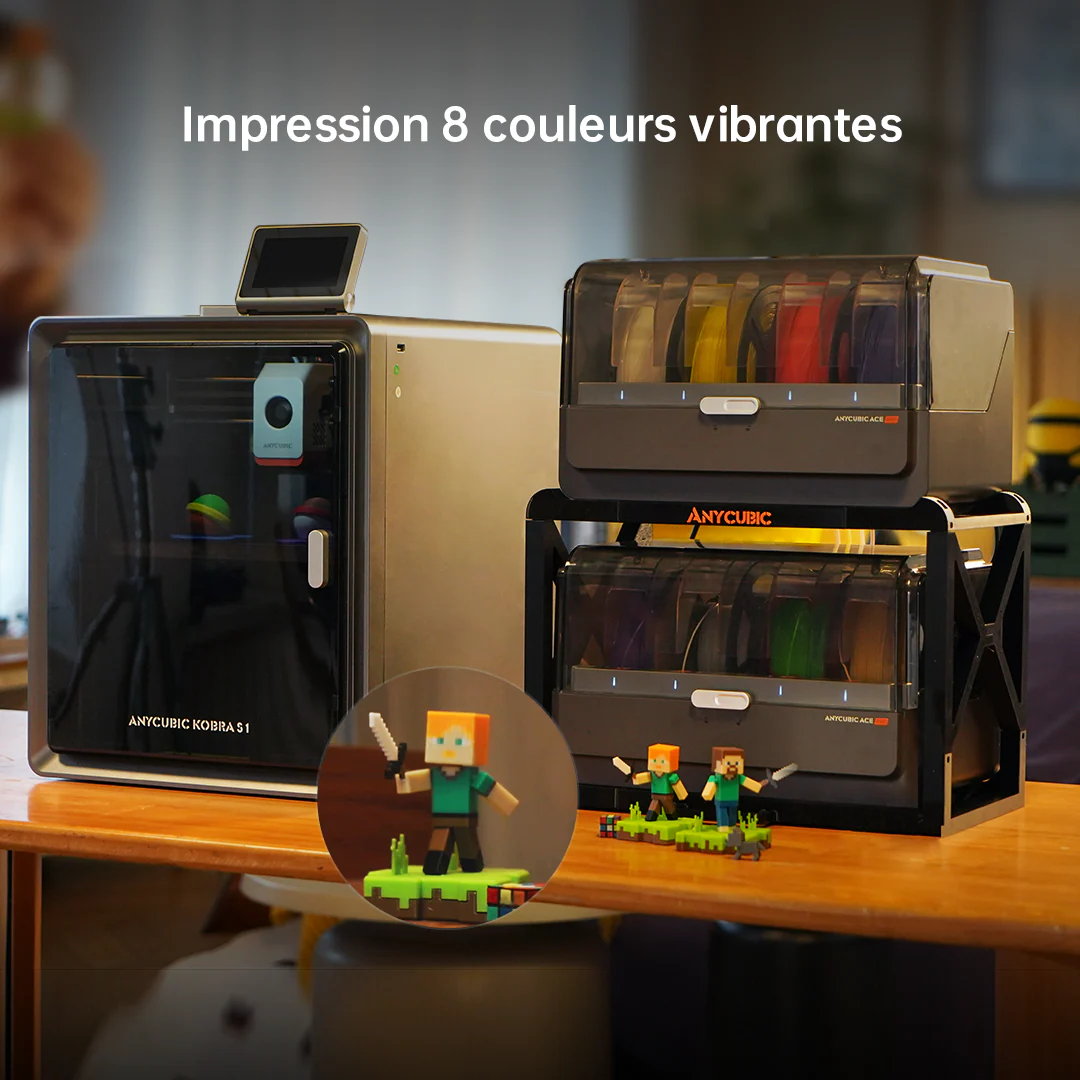 Anycubic Kobra S1 Combo Imprimante 3D – 4 Couleurs Éblouissantes, Séchage Intelligent Pendant l'Impression, Caméra Intégrée, Vitesse 600 mm/s, Buse 320 ℃ Anti-Obstruction - Image 12